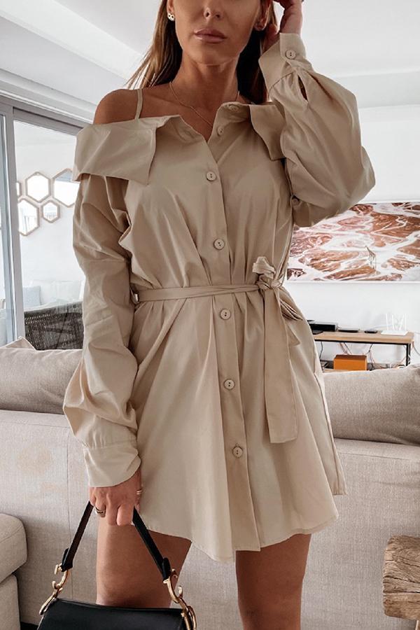 Perfect Together Cold Shoulder Shirt Dress