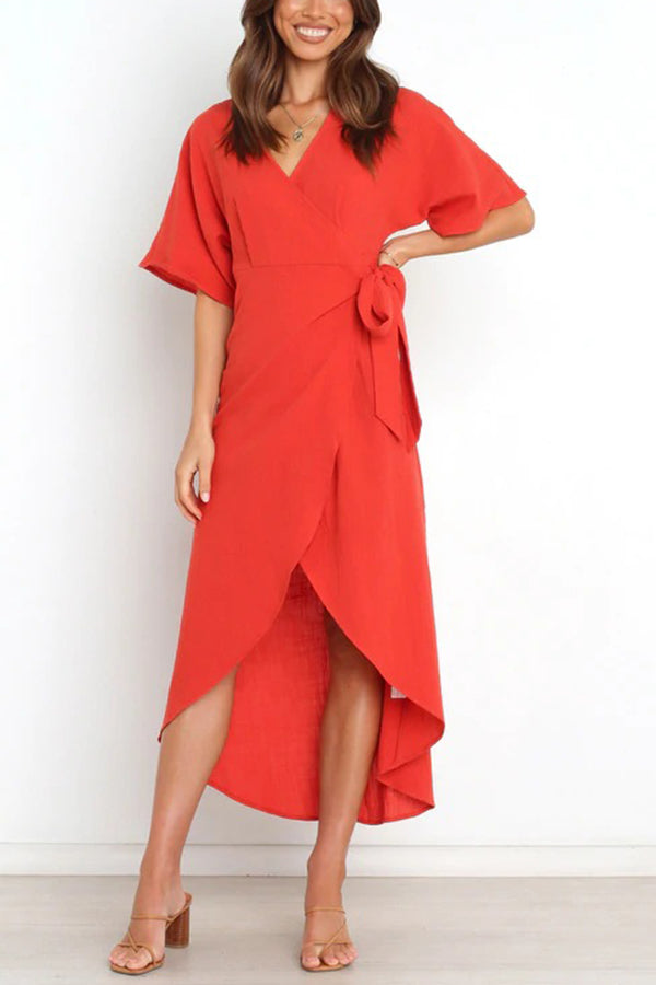 Circus Wrap High Low Midi Dress