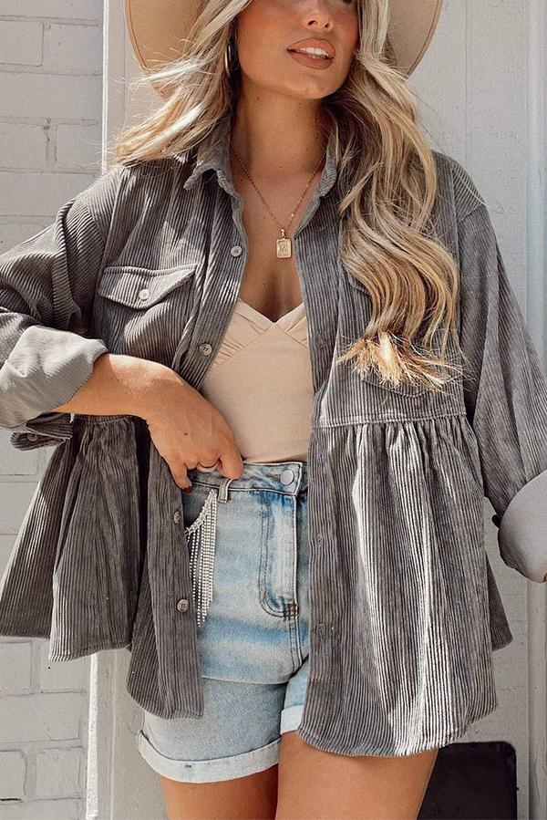 Solid Color Corduroy Jacket
