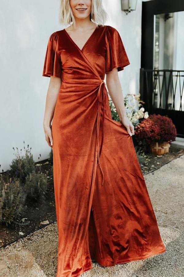 Velvet Wrap Maxi Dress