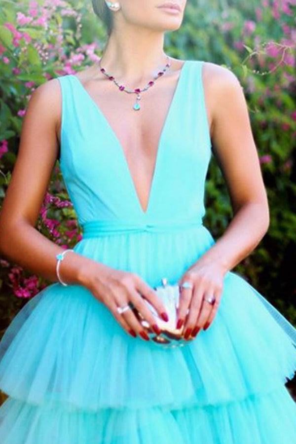Mesh Cake Sling Sleeveless Maxi Dress