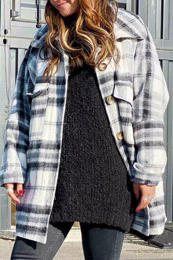 Loose Woolen Plaid Jacket