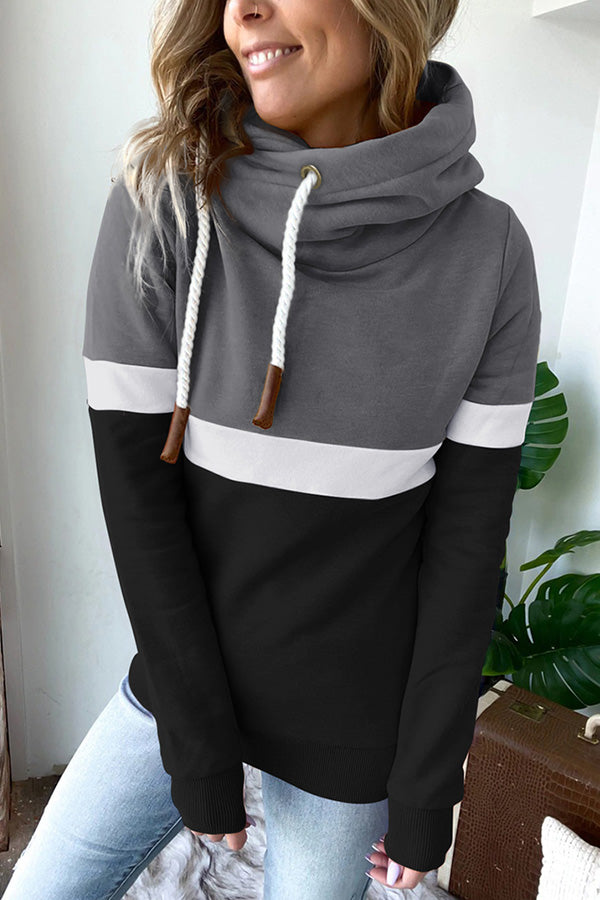 It's My Life Colorblock Turtleneck Hooded