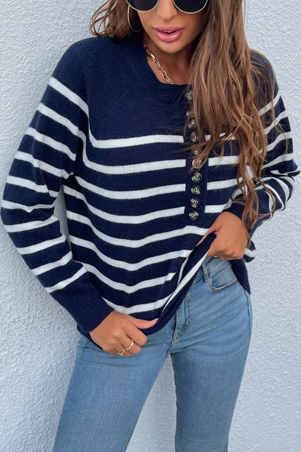 Button Down Striped Sweater
