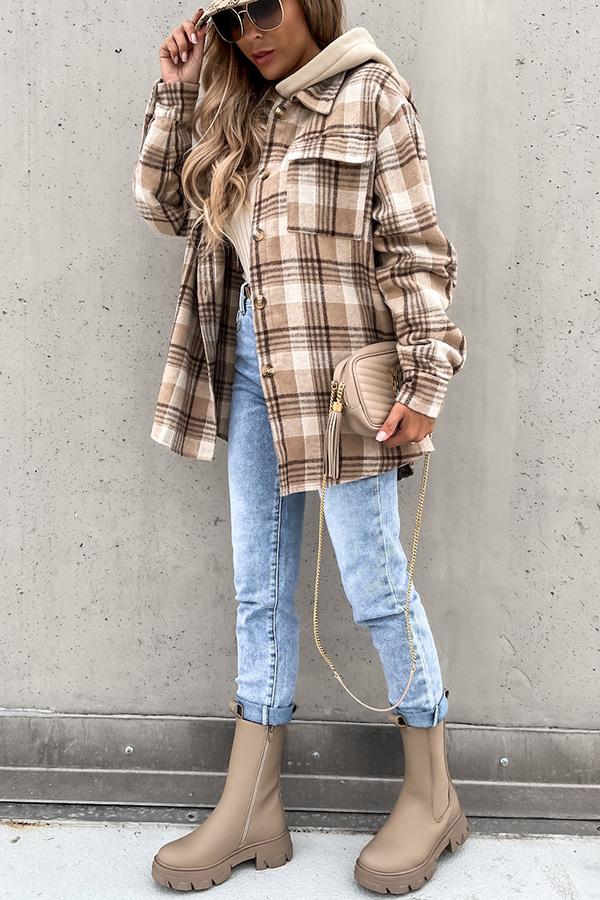 Chic Plaid Hooded Coat