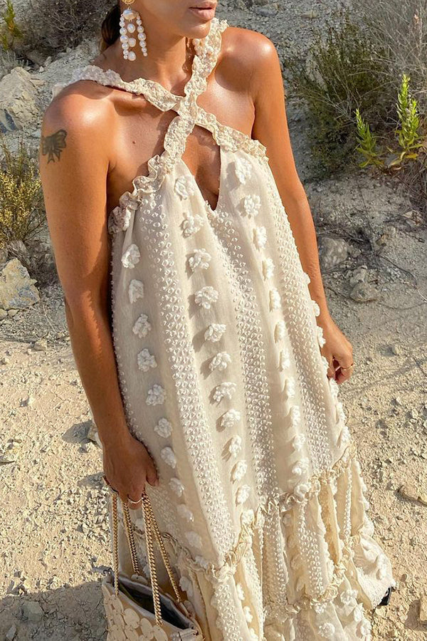 Three-dimensional Flower Mopping Cake Dress