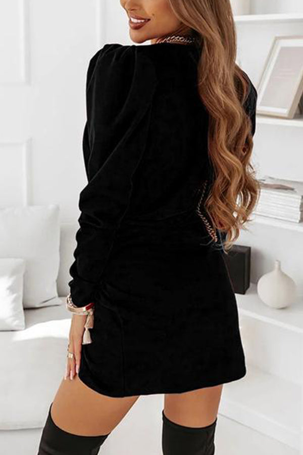 Long Sleeve Puff Sleeve Hip Skirt