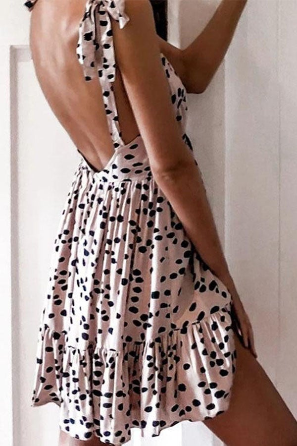 Frenulum Spaghetti Strap A Line Casual Mini Dress
