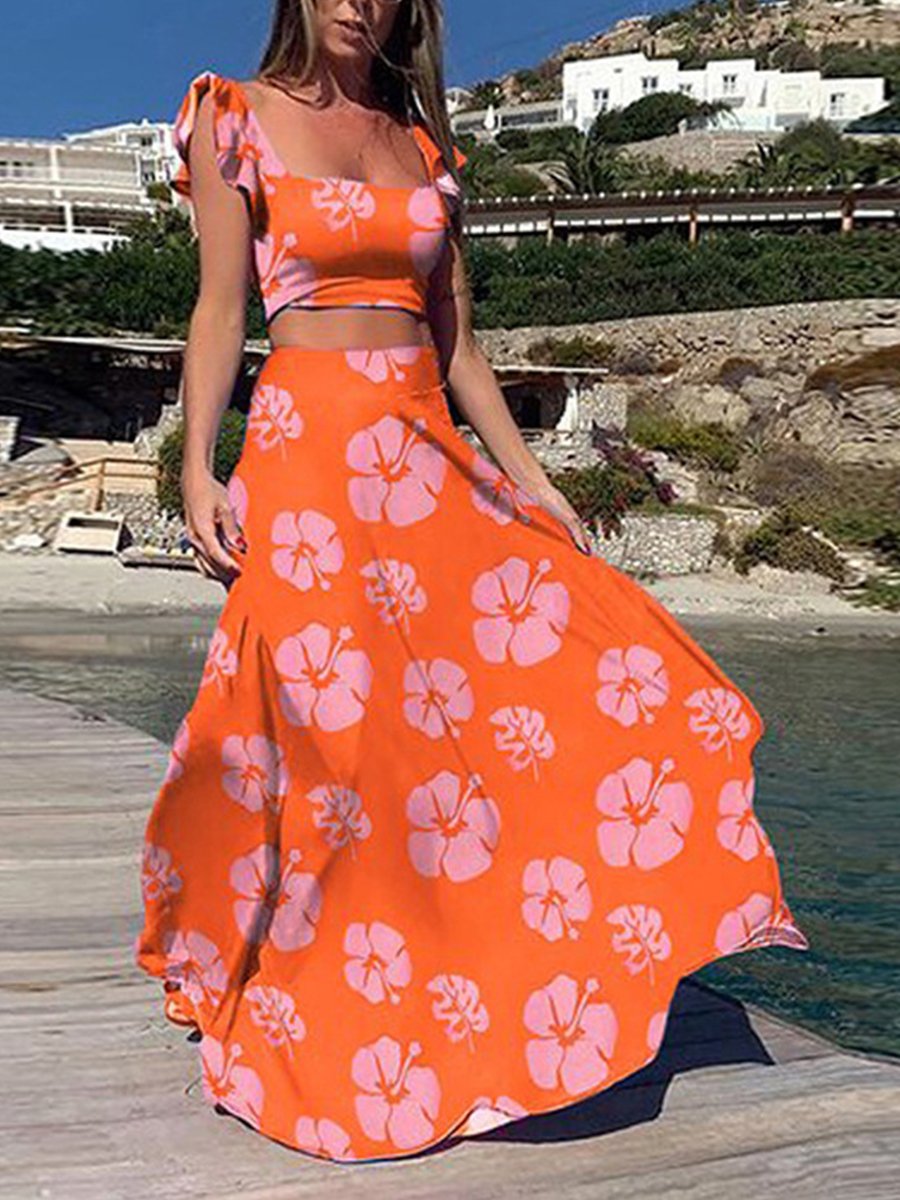 Amazing Print Show Waist Dress Suit