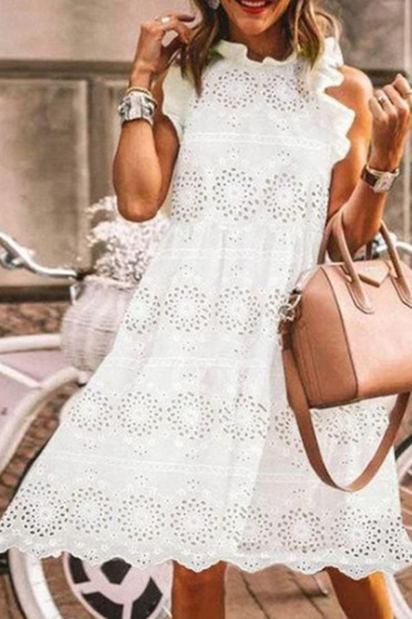 Casual Embroidered Mini Dress