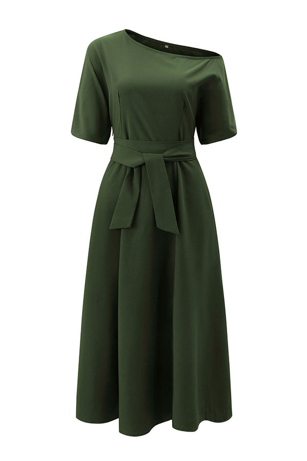 Fashion Oblique Shoulder Strap Dress