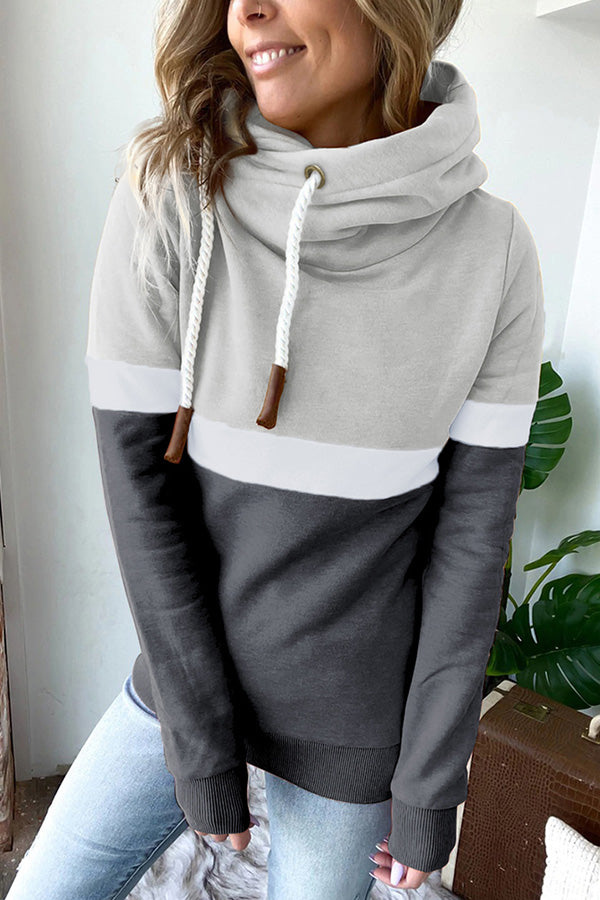 It's My Life Colorblock Turtleneck Hooded