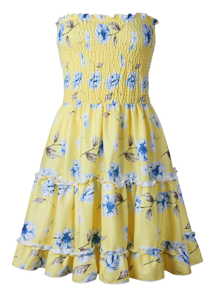 Lemon Tree Smocked Bandeau Mini Dress