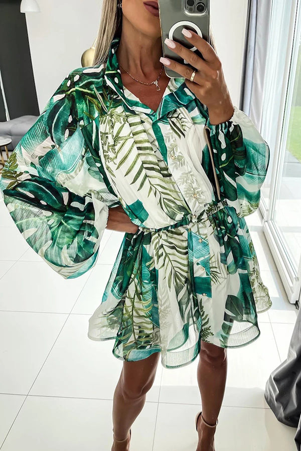 Dynamic Love Printed Puff Sleeve Mini Dress