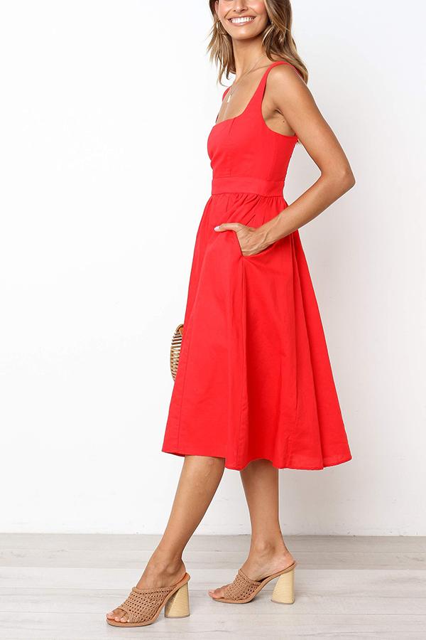 Solid Color Sleeveless Regular Dress