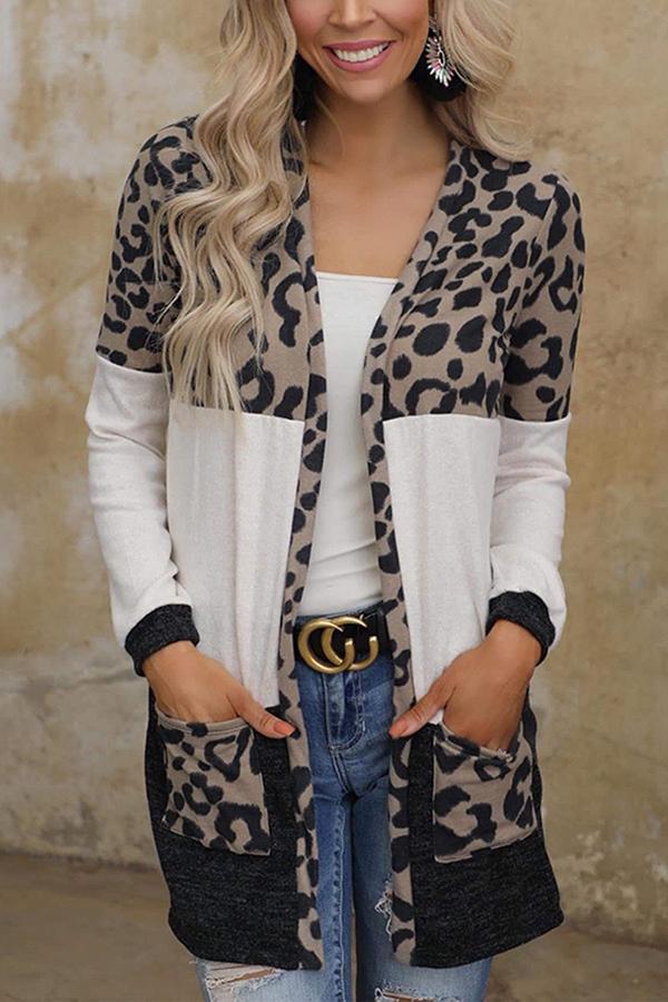 Colorblock Leopard Cardigan