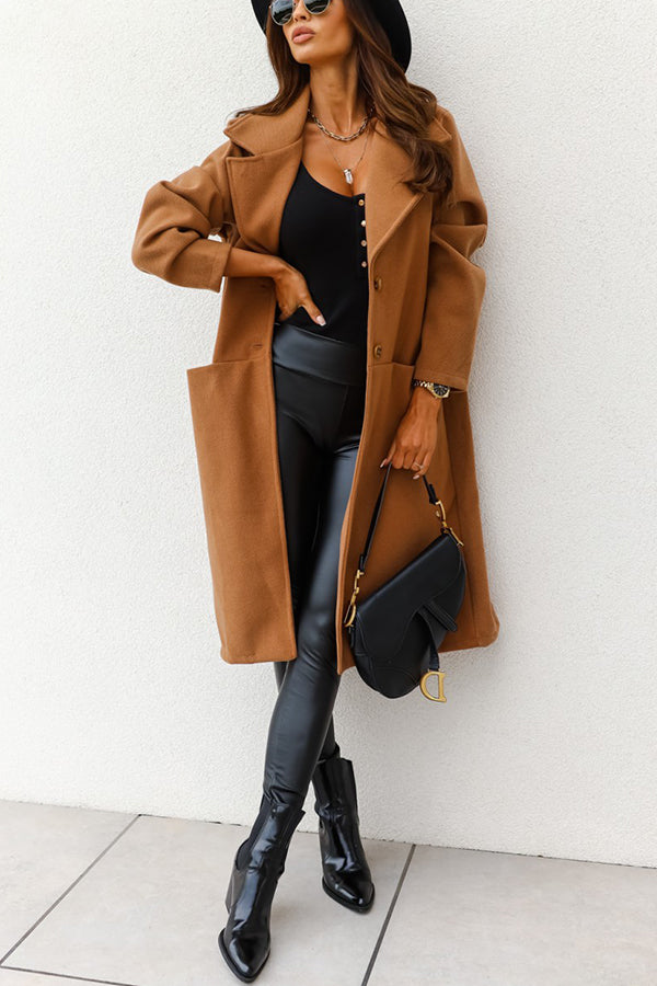 Elegant Coat with Plain Pockets