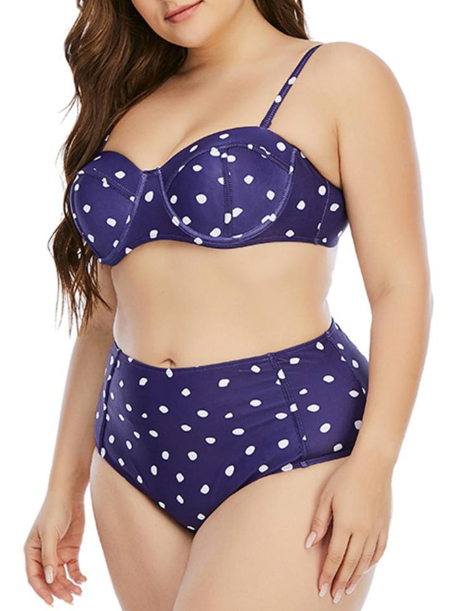 Bohemian Dot Print Blue Two-piece Swimsuit