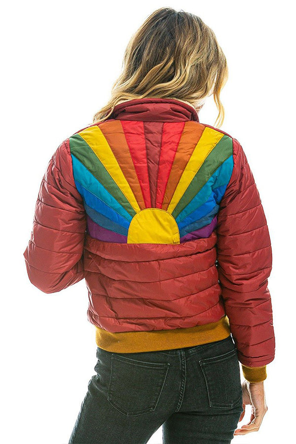 Rainbow Stripes Hit Color Fashionable Cotton Jacket