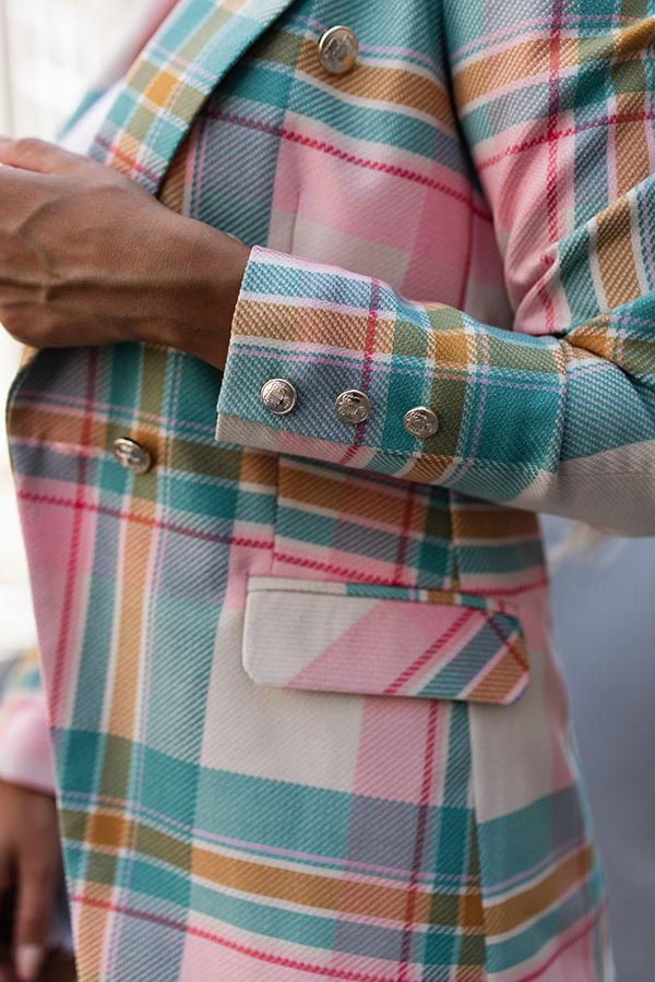 Colourful Plaid Print Suit