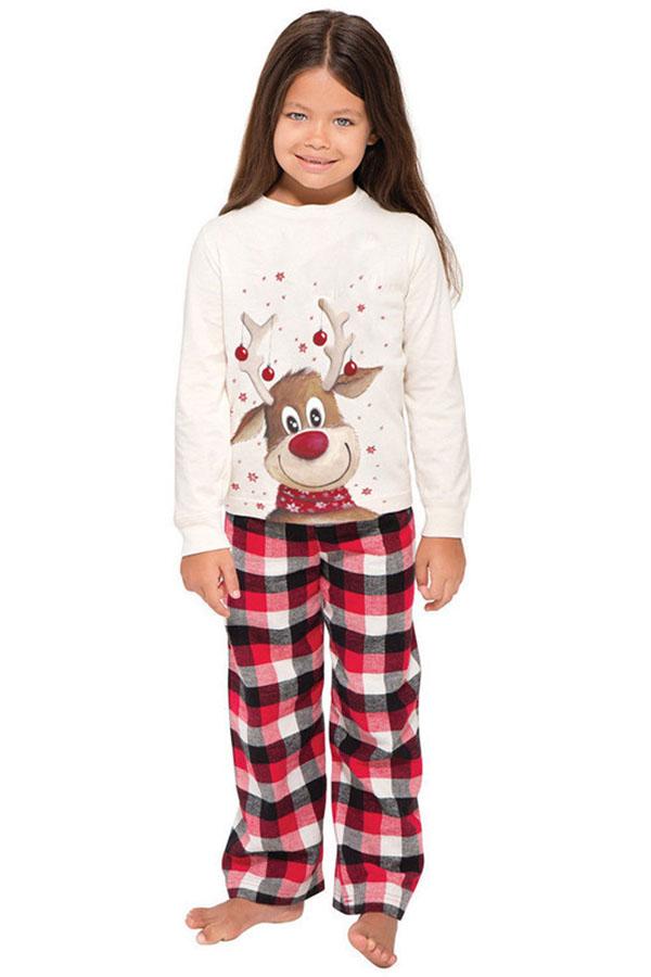 Christmas Family Pack Elk Printed Parent-child Long Sleeve Pajamas Set Home Service