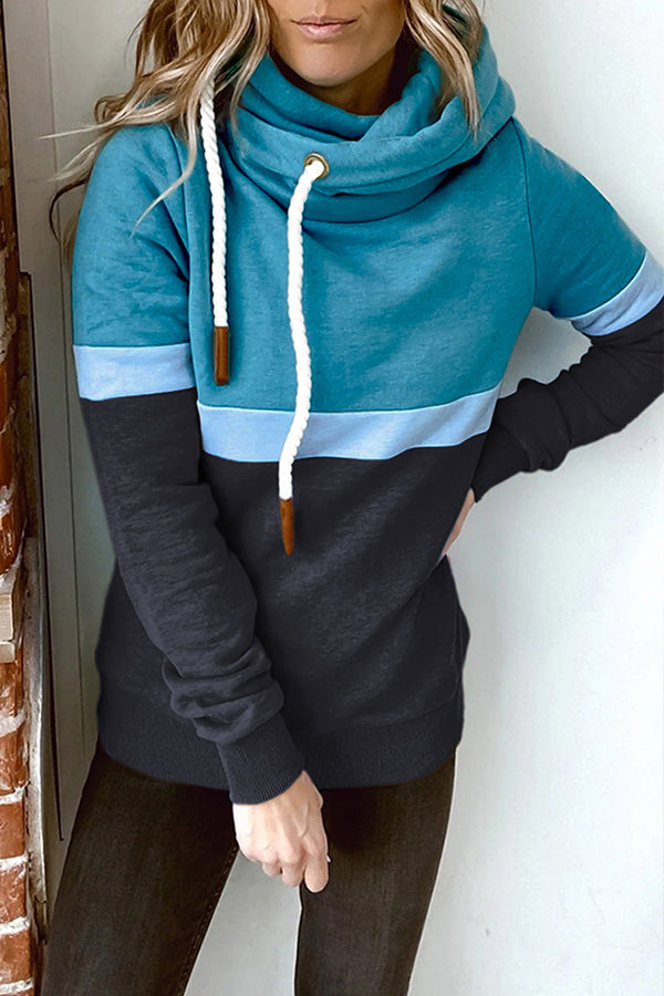 It's My Life Colorblock Turtleneck Hooded