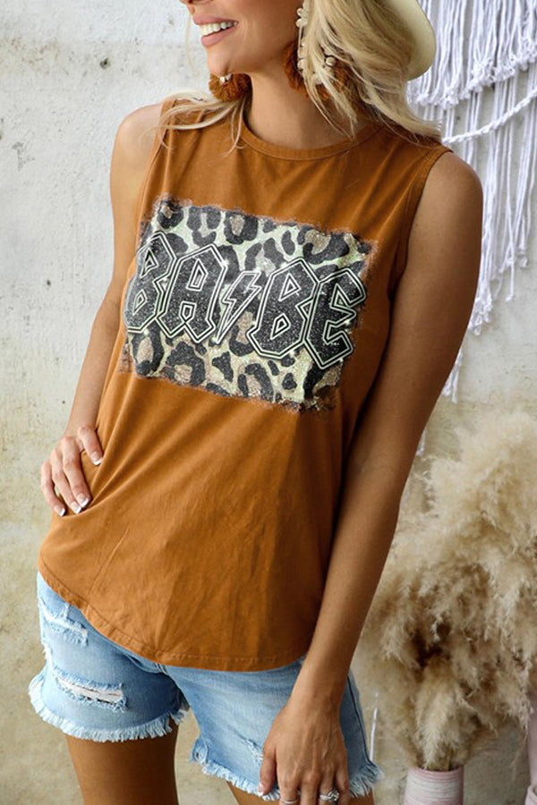 Loose Leopard Print Sleeveless Top