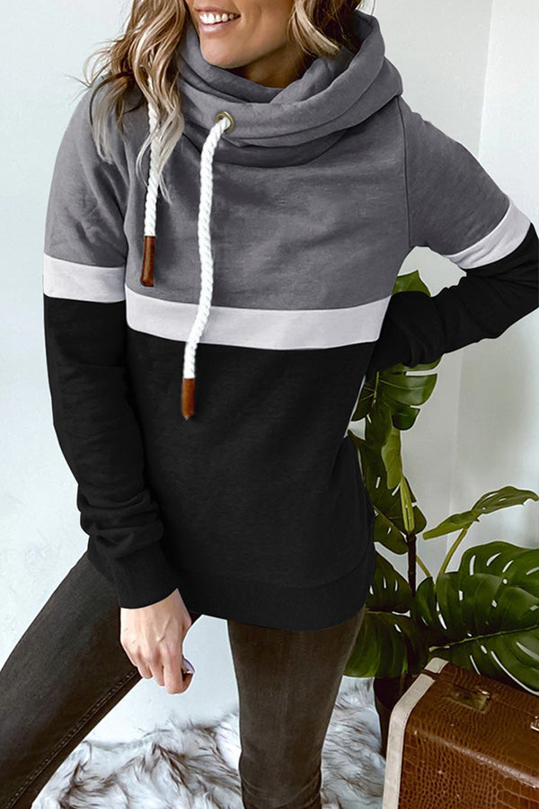 It's My Life Colorblock Turtleneck Hooded