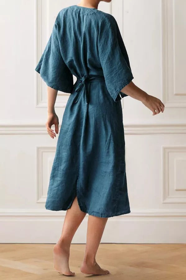 Once In A Lifetime Linen Casual Midi Dress