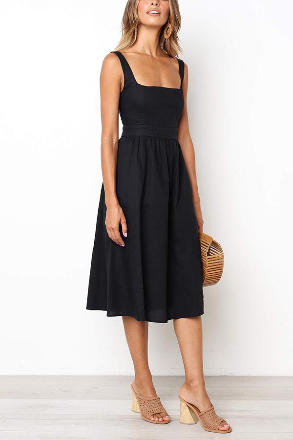 Solid Color Sleeveless Regular Dress