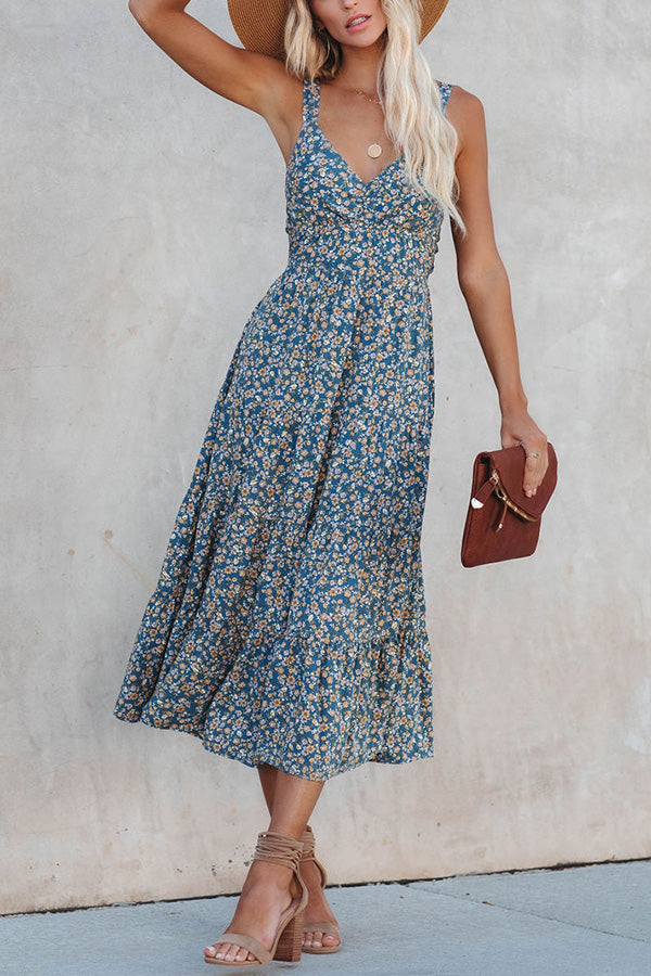 Spell On You Floral Tie Back Midi Dress