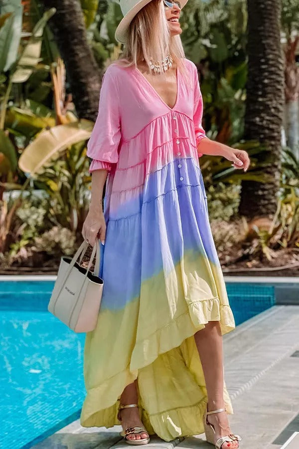 Prettiest Smile Gradient High Low Maxi Dress