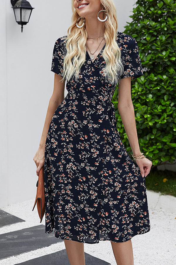 Bandage Slim Chiffon Floral Dress