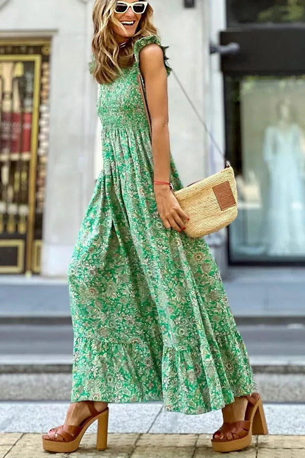 Enjoy Every Moment Floral Smocked Waist Maxi Dress