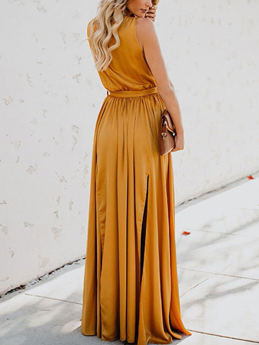 Solid Bohemian Split Dress