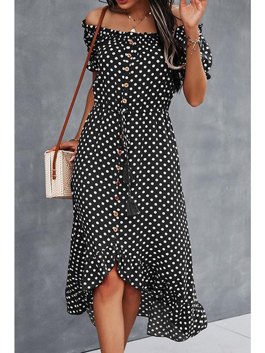 Trendy Polka Dot Strapless Dress