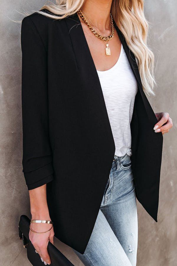 Solid Pocket Suit Coat