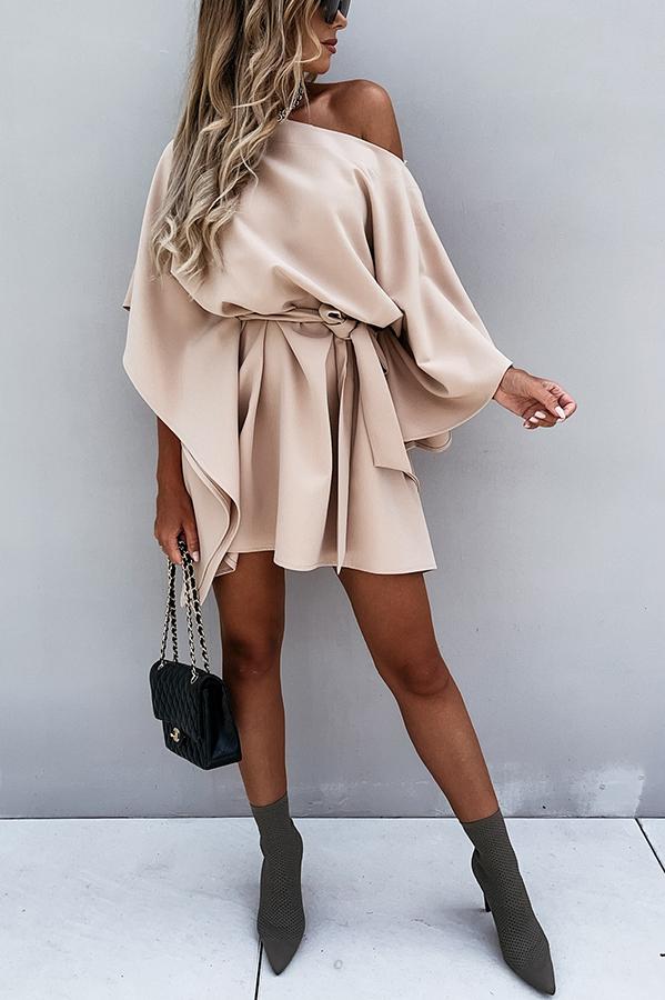 Batwing Sleeve Cape Dress
