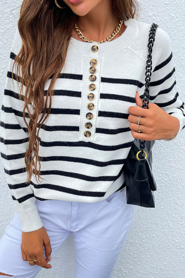 Button Down Striped Sweater