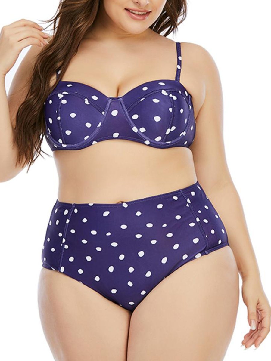 Bohemian Dot Print Blue Two-piece Swimsuit