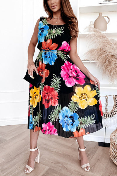Ezabella Floral Pleated Midi Dress