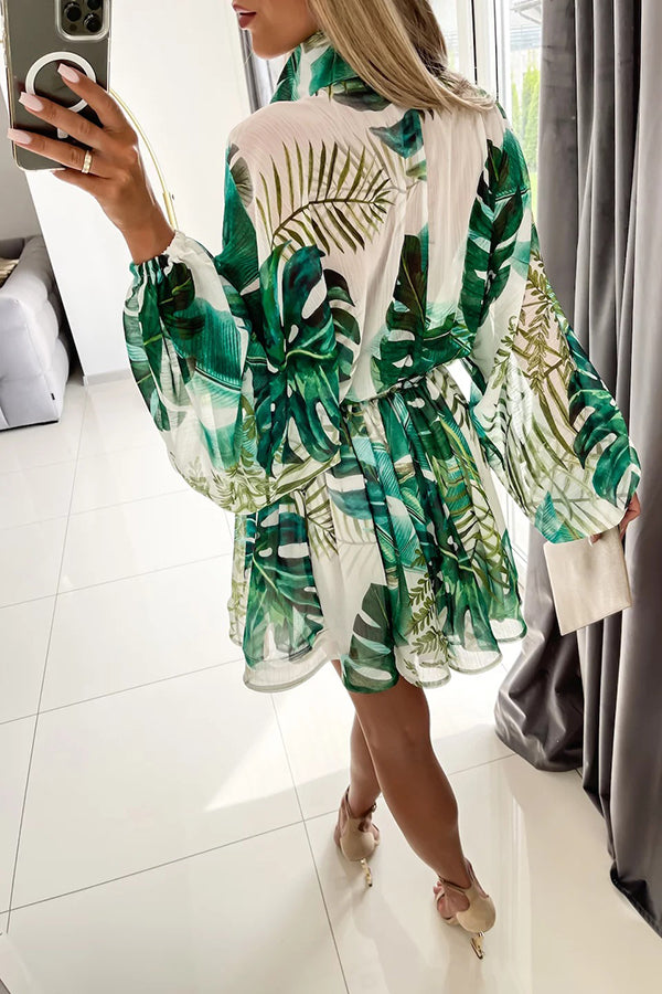 Dynamic Love Printed Puff Sleeve Mini Dress