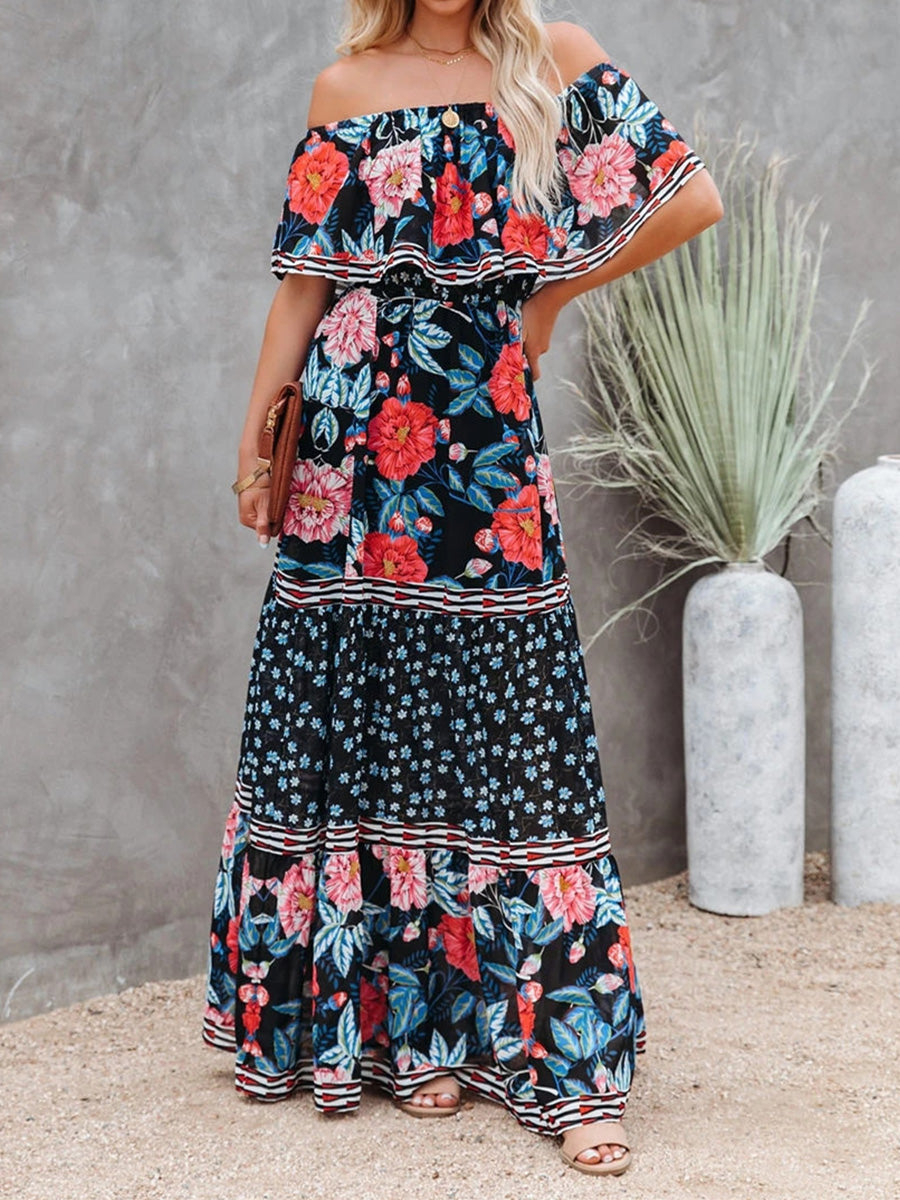 Printed long swing dress