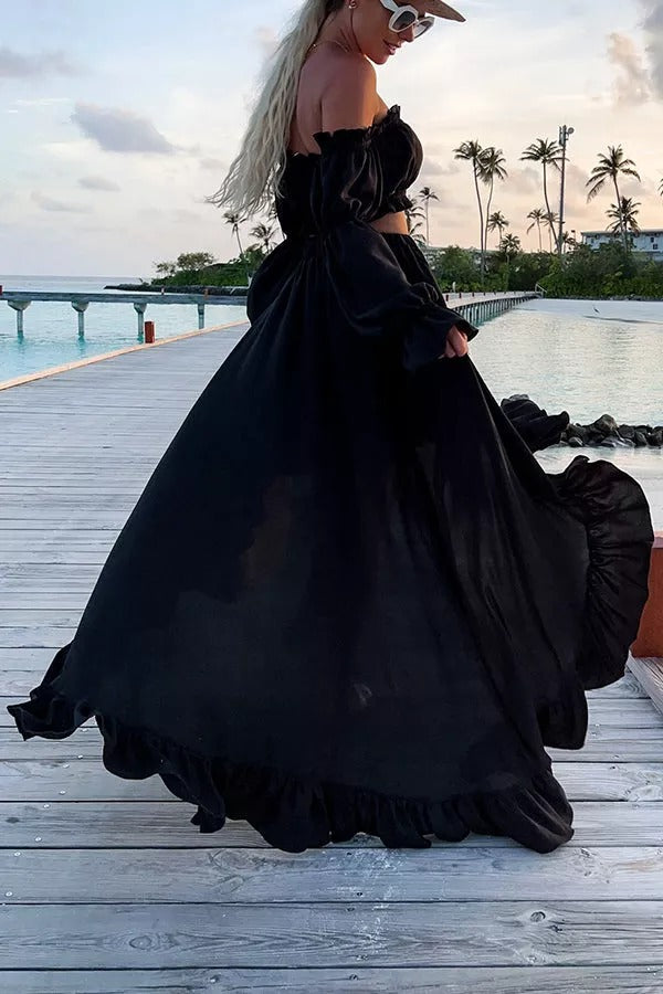 Touch My Soul Off Shoulder High Low Dress Suits