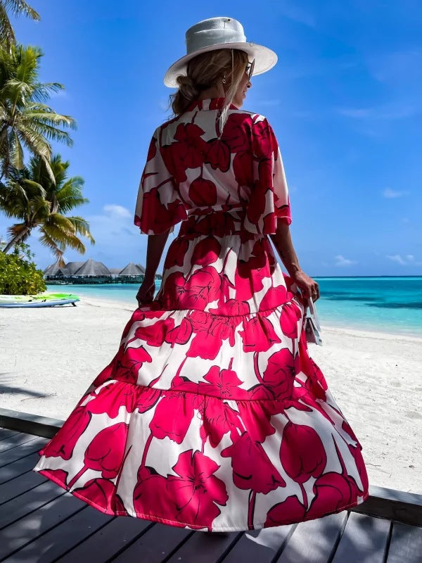 Printed Cute Casual Loose Middle Sleeve Beach Skirt