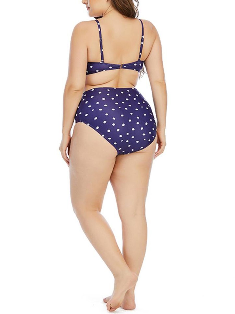 Bohemian Dot Print Blue Two-piece Swimsuit