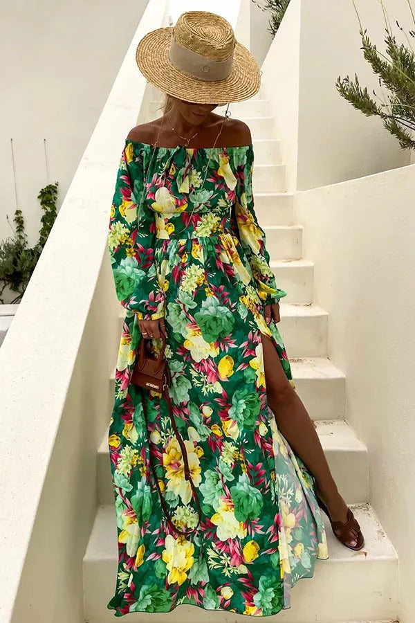 Tropical Off Shoulder Maxi Dress