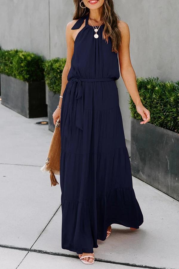 Glamorous Solid Halter Maxi Dress