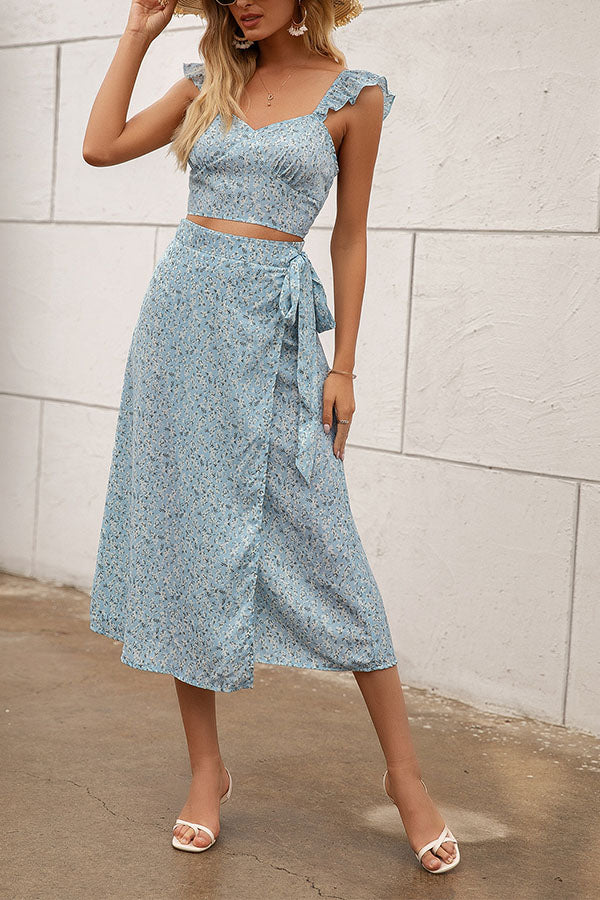 Leisure Resort Ruffled Floral Dress Set