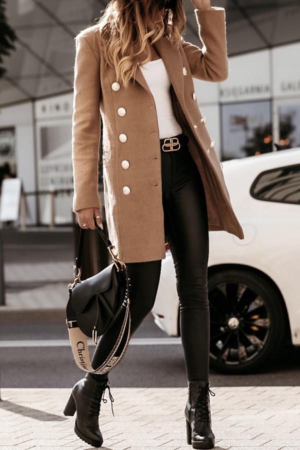 Solid Color Button Down Coat